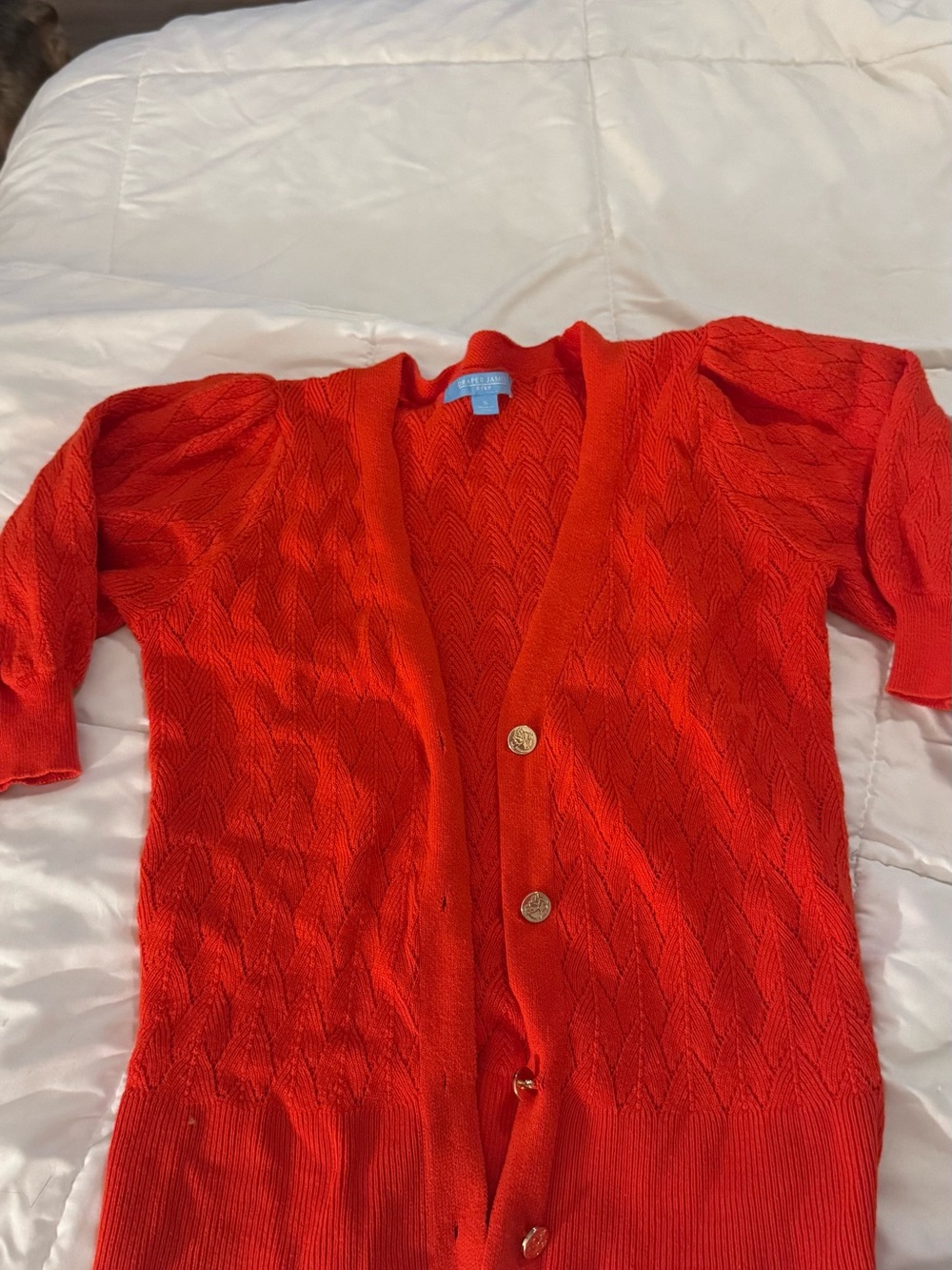 Draper James Bright Red Knit Button-Front Cardigan